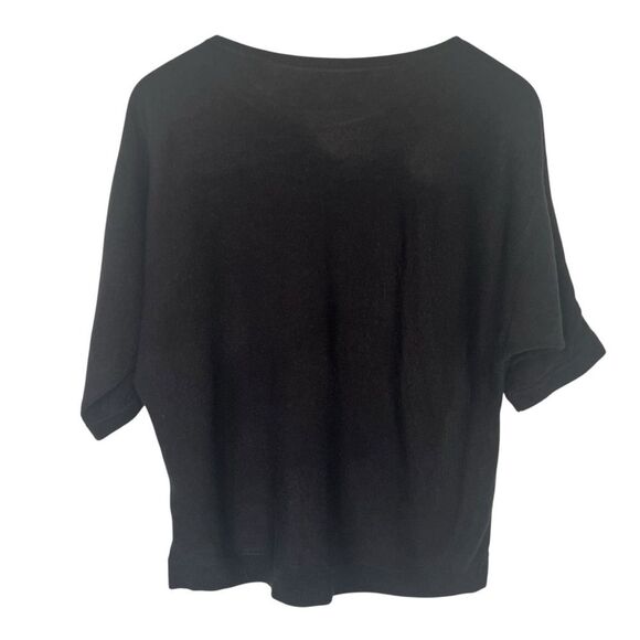 NY&C Dolman Sleeve Sweater Knit Top Womens Small Black Short Sleeve Pullover - Picture 2 of 6